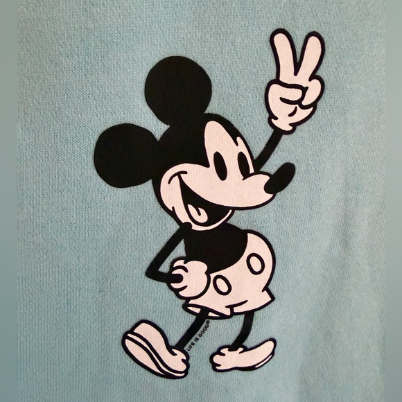 Life is Good x Disney Mickey aqua blue sweatshirt hoodie women's XS - Picture 3 of 5